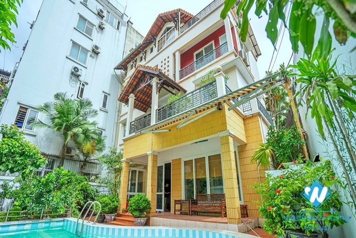 Nice house with outside swiming pool for rent in Tay Ho, Ha Noi